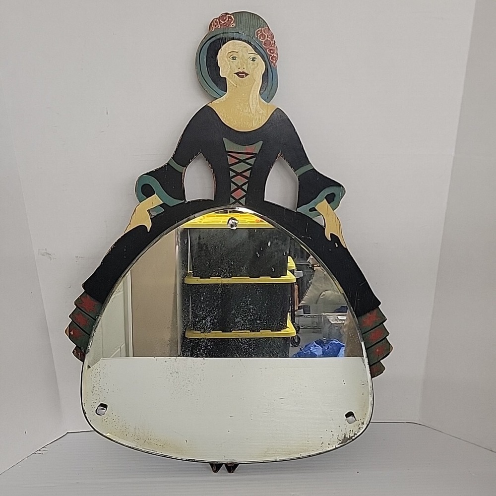Unique Vanity Mirror - Victorian Woman With Dress Wall‎ Art Folk Art